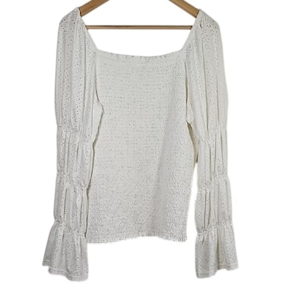 Grace+Karma Smocked Top size XL White Prairie Milk Maid Boho Fairy Coquette - Picture 2 of 10